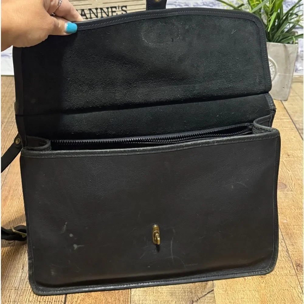 Jack Georges Traditional Classic Satchel Briefcase USA Black Leather handle